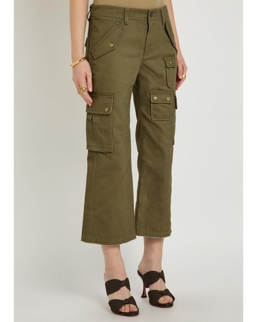 Isabel Marant Green Josine Twill Cropped Cargo Trousers