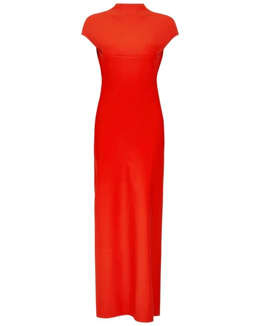 Alaïa Red Open-Back Stretch-Jersey Maxi Dress