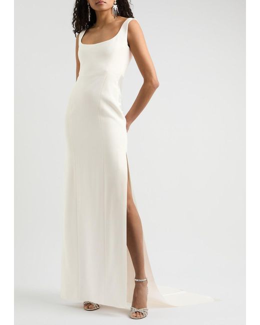 Galvan White Fiorentina Bridal Draped Crepe Gown