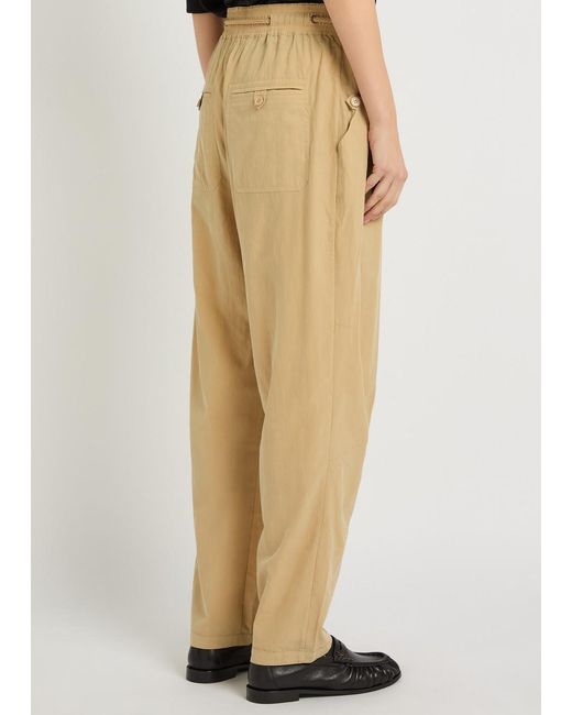 Isabel Marant Natural Falcona Drawstring Woven Trousers