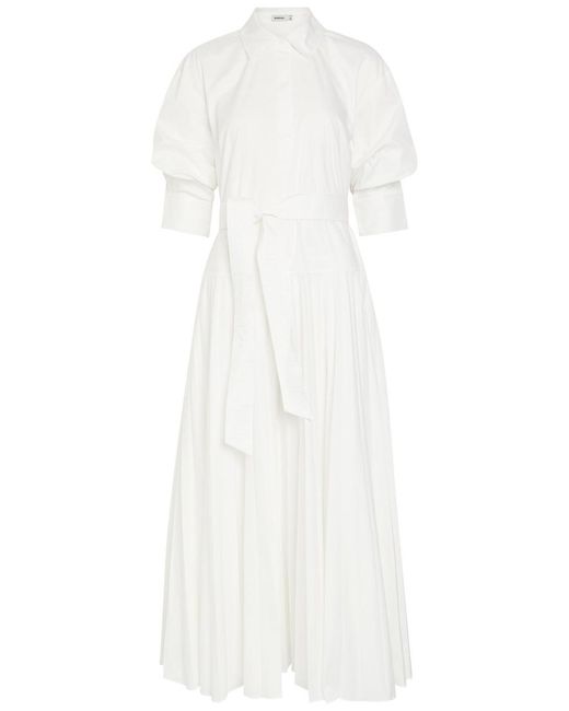 Jonathan Simkhai White Arlo Belted Cotton-Blend Poplin Maxi Dress