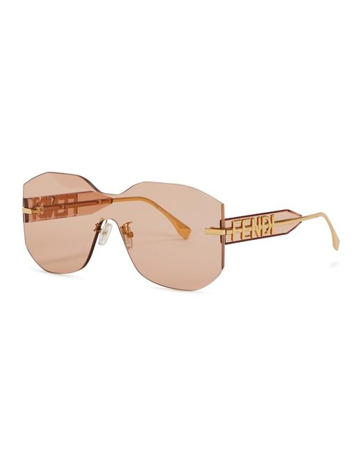 Fendi Natural Graphy Rimless Shield Sunglasses