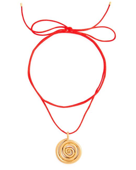 Anni Lu Red Spiral On A String 18kt -plated Satin Necklace