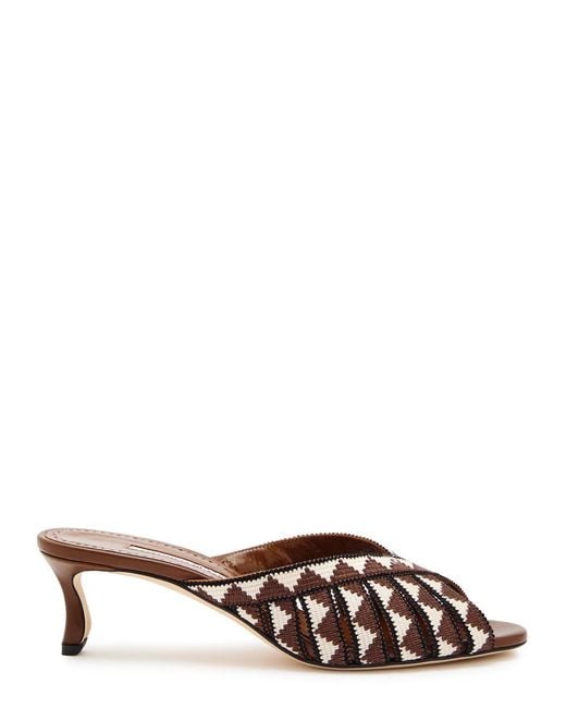 Manolo Blahnik White Trofesamu 50 Cross-Over Wool And Leather Sandals