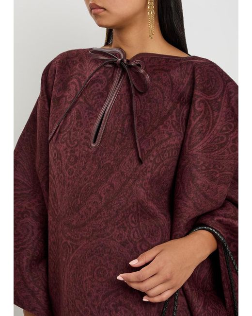 Etro Purple Paisley-Print Wool-Blend Cape