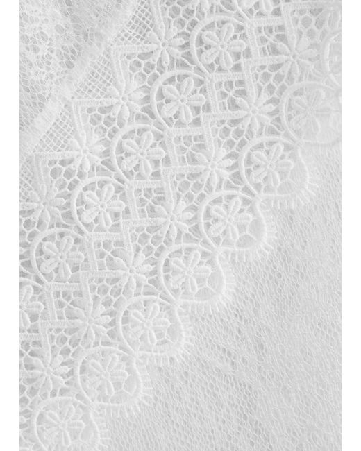 Charo Ruiz White Jeret Wide-Leg Sheer Lace Trousers