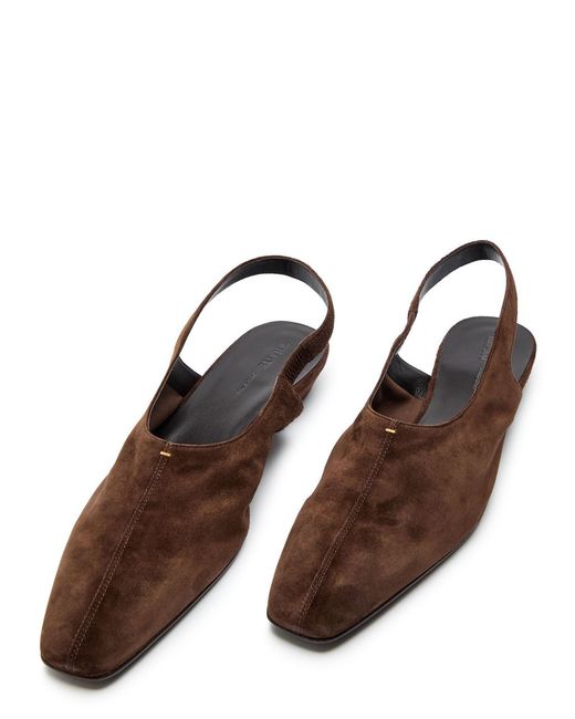 Khaite Brown Cecilia Suede Slingback Flats