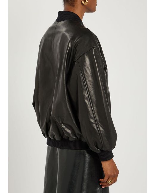 Nour Hammour Black Marley Leather Bomber Jacket