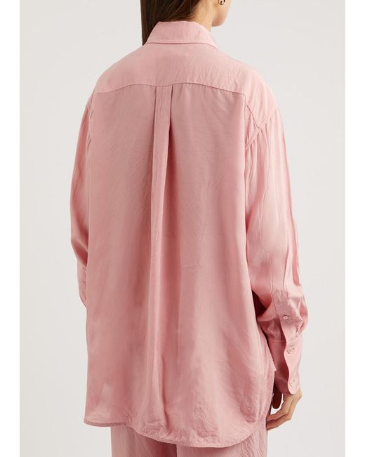 Victoria Beckham Pink Crinkled Cady Shirt
