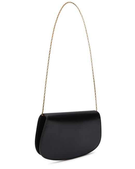 Saint Laurent White Demilune Leather Wallet-On-Chain