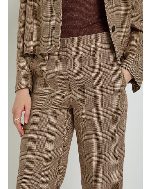 Brunello Cucinelli Natural Houndstooth Straight-Leg Trousers