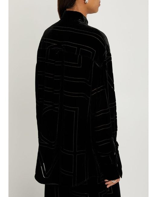 Totême  Black Monogram Devore Shirt