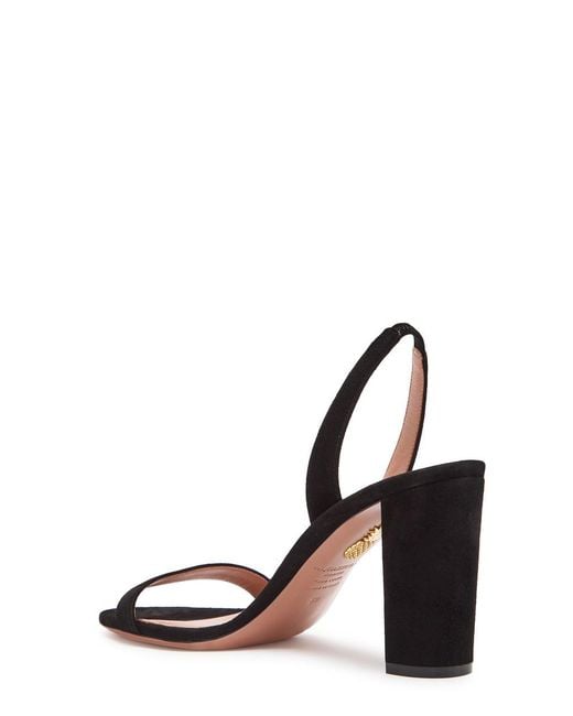 Aquazzura Black So Nude 85 Suede Sandals