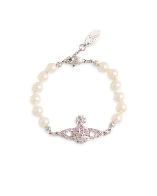 Vivienne Westwood White Min Bas Relief Faux Bracelet