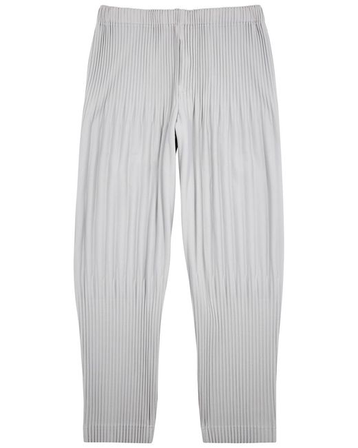 Homme Plissé Issey Miyake Gray Pleated Cropped Trousers for men