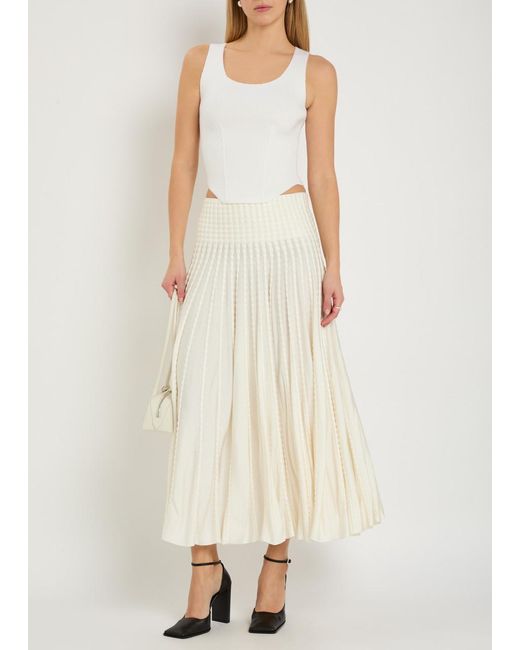 Alaïa Natural Textured Knit Midi Skirt