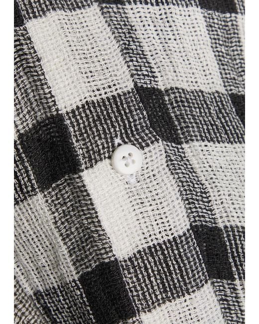 Lisa Marie Fernandez Natural Checked Belted Linen-Blend Midi Skirt