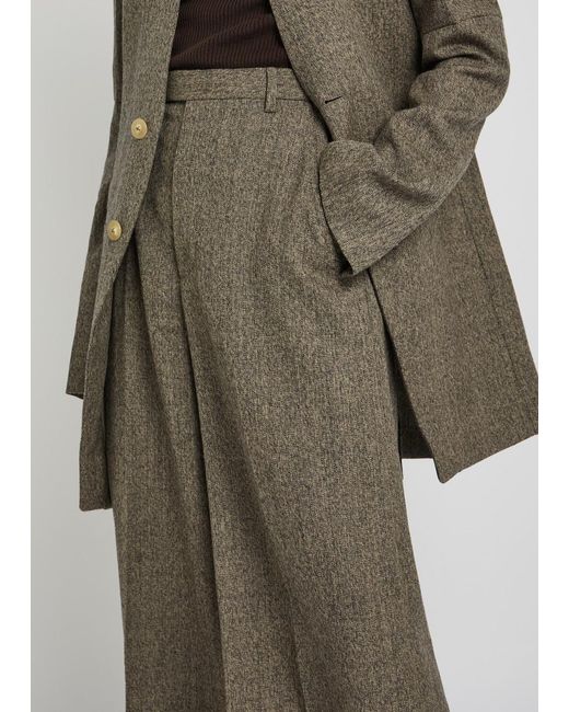 Rick Owens Green Pantaloni Wide-Leg Wool Trousers