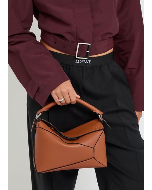 Loewe Brown Puzzle Edge Small Leather Top Handle Bag