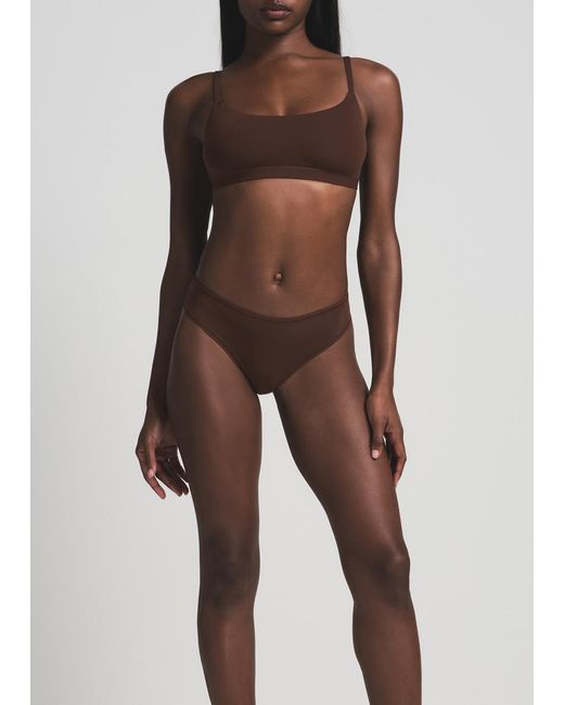Skims Brown Stretch-Jersey Scoop Bralette
