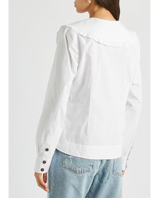 Ganni White Cotton-Poplin Shirt