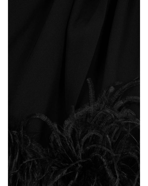 16Arlington Black Maika Feather-trimmed Maxi Dress