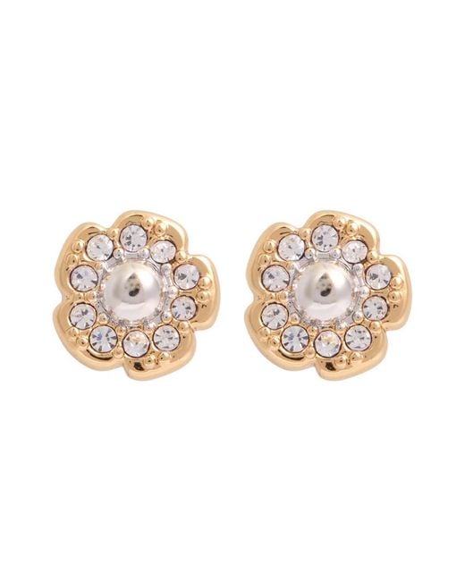 COACH Metallic Tea Rose Embellished Stud Earrings