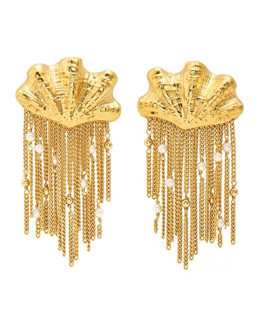 Chloé Metallic The Chloé Shells Fringed Drop Earrings