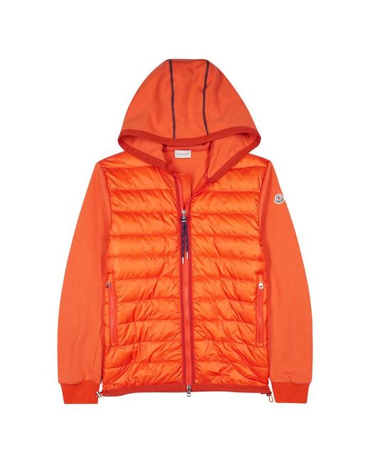 Moncler Orange Quilted Shell And Jersey Jacket for men