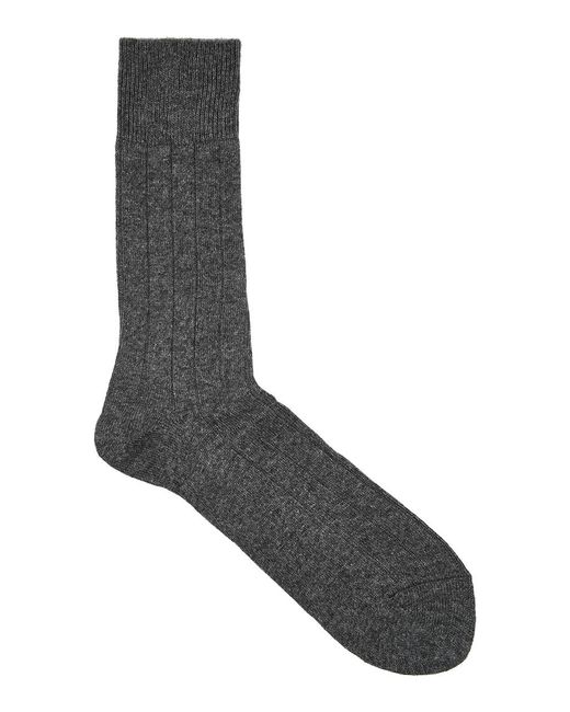 Falke Gray Lhasa Ribbed Wool-blend Socks for men