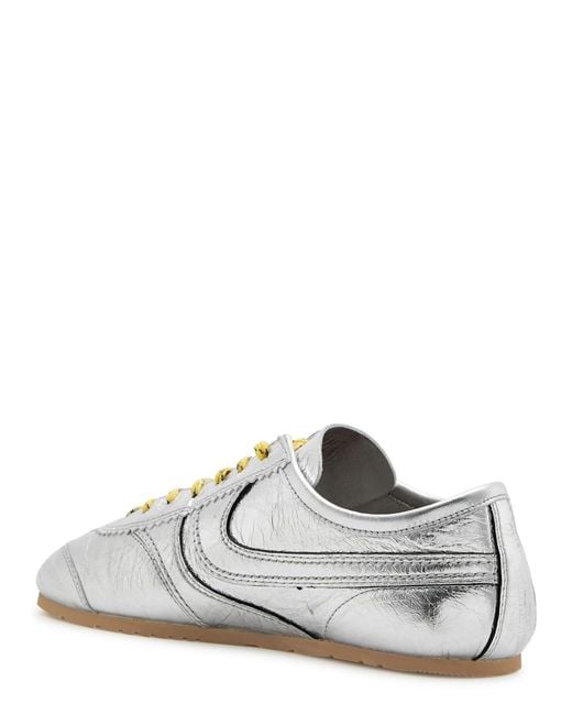 Dries Van Noten White Metallic Leather Sneakers