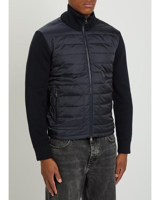 Moncler Blue Quilted Knit And Nylon Jacket for men