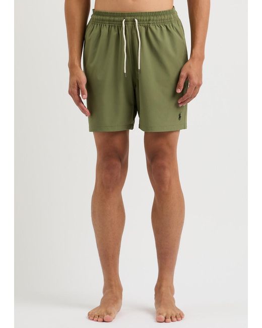 Polo Ralph Lauren Green Logo-Embroidered Shell Swim Shorts for men