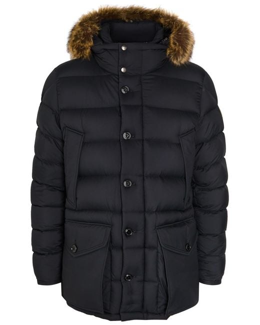Moncler Blue Clunye Faux Fur-Trimmed Nylon Jacket for men