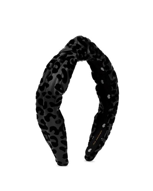 Lele Sadoughi Black Flocked Leopard-Print Headband