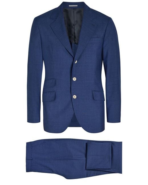 Brunello Cucinelli Blue Wool Suit for men