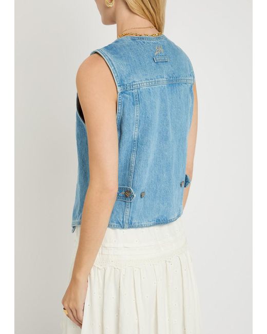 Damson Madder Blue Helly Panelled Denim Gilet
