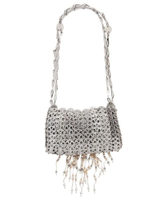 Rabanne White 1969 Nano Metal Disc Shoulder Bag