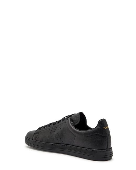 Tom Ford Black Warwick Grained Leather Sneakers for men