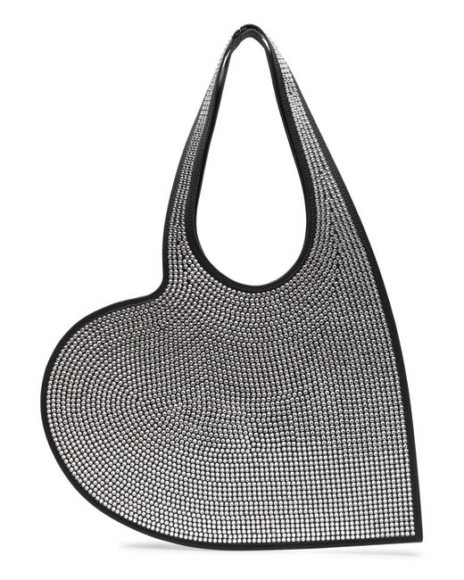 Coperni Black Crystal-embellished Mini Heart Leather Tote