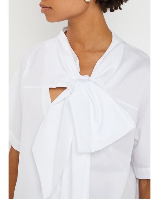 Dries Van Noten White Curbin Bow-Embellished Cotton-Poplin T-Shirt