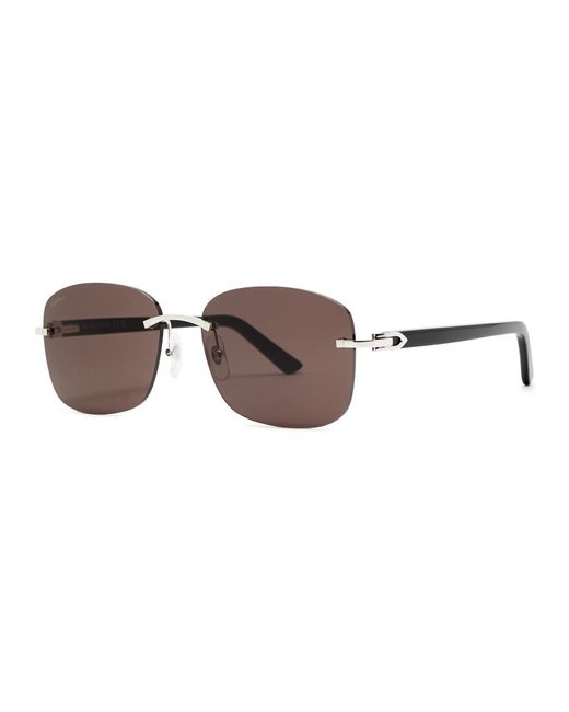 Cartier Brown C Décor Rimless Square-frame Sunglasses