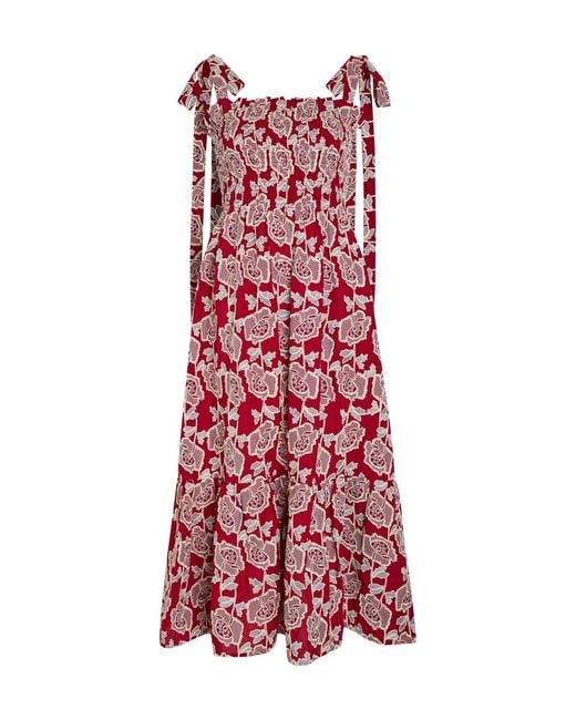 Erdem Floral-Embroidered Cotton-Blend Midi Dress