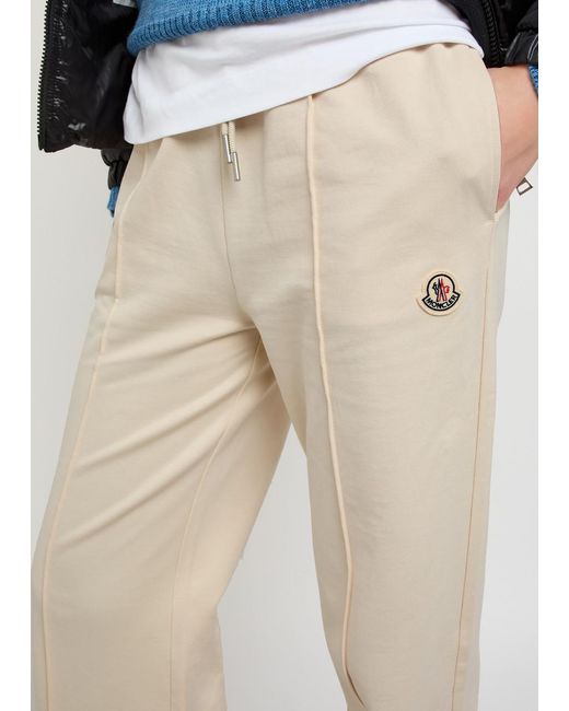 Moncler Natural Pintuck Straight-Leg Cotton Sweatpants