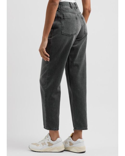Moncler Gray Faded Cropped Straight-Leg Jeans