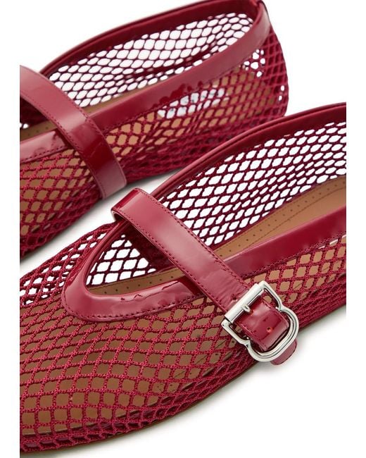 Alaïa Red Mesh And Glossed Leather Ballet Flats