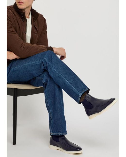 Aurélien Blue City Grained Leather Chelsea Boots for men