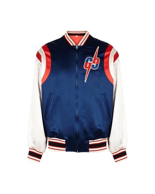 Gucci Blue Acetate Bomber Jacket With GG Blade for men