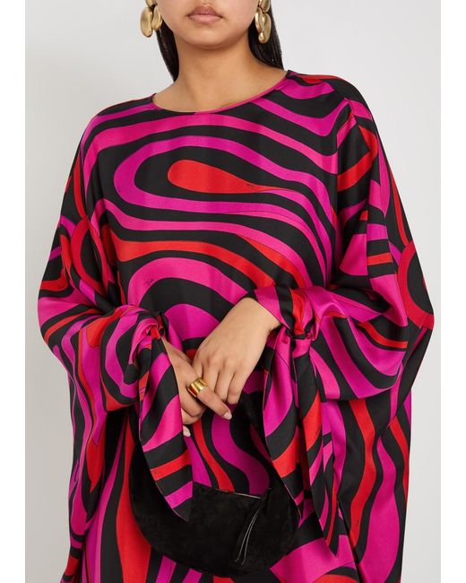 Emilio Pucci Red Printed Silk-Twill Mini Kaftan