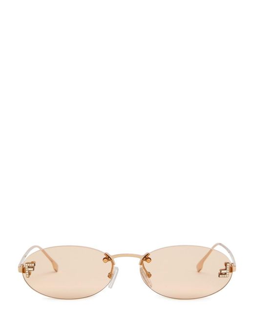 Fendi White Narrow Oval-Frame Sunglasses